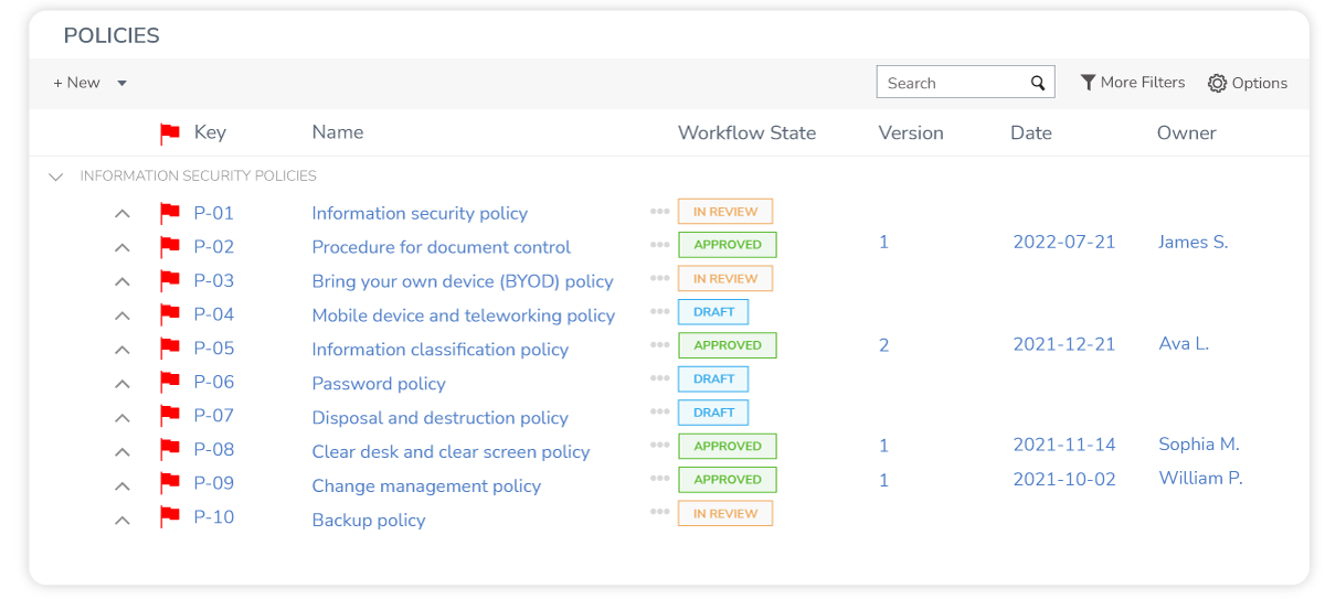 Image of StandardFusion platform to create policies